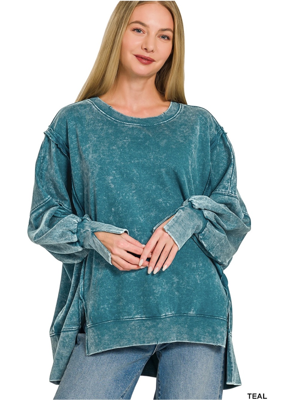 ZF59–🤎🩷🧡 (17 COLORS) ZENANA “CAMDENS” OVERSIZED CREWNECK - Picture 4 of 16
